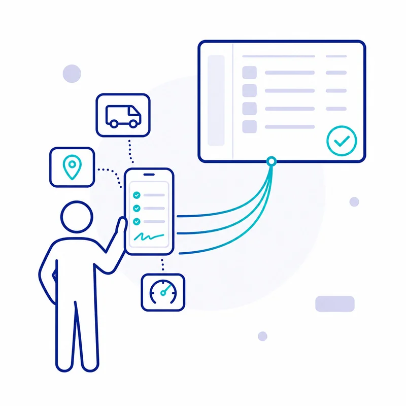 Empleado registrando un parte de trabajo digital con firma del cliente desde el móvil